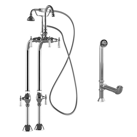 CAMBRIDGE PLUMBING Complete Polished Chrome Free Standing Plumbing Package for Clawfoot Tub CAM398684-PKG-CP